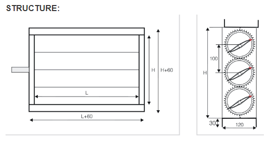 HVACシステムのためのアルミニウム手動容積の航空管制のダンパーの長方形のタイプ 1